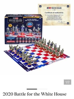 2020 Battle for the White House Chess Set - Patriotic Red & Blue